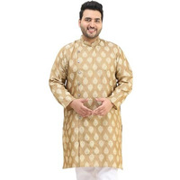 Sojanya Plus (Since 1958) Men's Jacquard Silk Brown Self Design Only Long Kurta