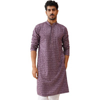 Jompers Purple Embroidered Chikankari And Sequence Kurtas For Men (Purple, Xl)