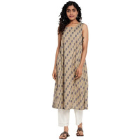 Fabindia Women's Cotton Slim Kurta (10725406Gr_Beige_Xs)