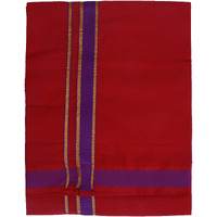 Prakasam Cotton Men's Red Colour Single Dhoti. 1.29X2.00 Meter