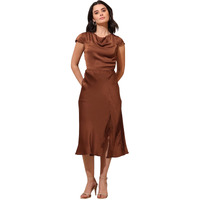 Purvaja Womens Cowl Neck Silk Blend Dress (Floe-118-Xxl_Brown)
