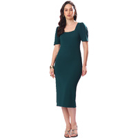 Purvaja Womens Bodycon Knee Length Dress (Bely-005_Green_Xx-Large)