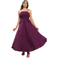 Selvia Western Dress For Women | Smoking Rayon Blend Western Dress For Women | Fit & Flare Dress For Women | One Piece Dress For Women (706Dtk7902N-M_Wine)