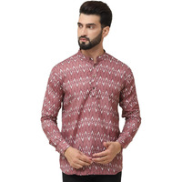 Sojanya (Since 1958, Men's Pure Cotton Brown Printed Only Short Kurta