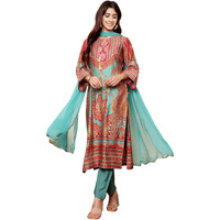 Varanga Women Turkish Ethnic Printed Zari & Gota Lace Detailed Kurta With Solid Trouser & Dupatta  Elegant Ethnic Set