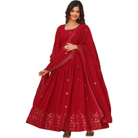 Fashion Basket Georgette Anarkali Kurta Set For Women Red