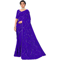 Glory Sarees Womens Georgette Sequins Embroidery Saree With Blouse Piece (Sequence101_Blue)