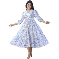 Greciilooks Womens Rayon Casual Knee-Length Western Dress White
