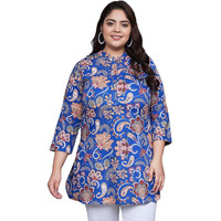 Tissu Womens Plus Size Blue Floral Printed Pure Cotton Kurti (2260_Blue_6Xl)