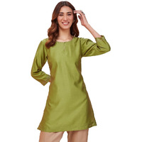 Fabindia Womens Cotton Silk Embroidered Slim Kurta (1037304Green_Green