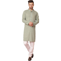 Jompers Mens Pista Embroidered And Sequence Kurta With Pyjama. (Pista, Xl)