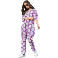 Lookmark Womens Latest Printed Cotton Blend Straight Kurta And Pant Set (Az-Lm-Og6-Ks2156-Xxl) Purple