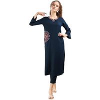Womanista Women's Viscose Rayon Solid Regular Set (Co-Ords_9170_Teal Blue
