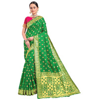 Glory Sarees Women's Banarasi Silk Blend Saree With Blouse Piece (Gs_Bridal_Silk125_Green)