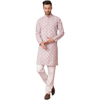 Jompers Men's Purple Floral Printed Kurta With Churidar (Purple, Xxl)