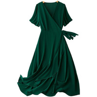 Litzo Women's Lycra A-Line Maxi Dress (L-58-S_Green