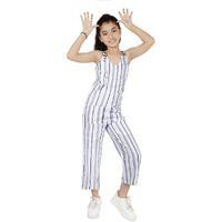 Naughty Ninos Girls Navy Blue Yarn Dyed Striped Pure Cotton Jumpsuit (Nn01026Drs_4-5 Years)