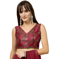 Oomph! Readymade Blouse For Women, Brocade, Sleeveless, V-Neck, Rbbl711