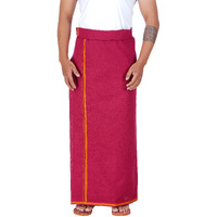 Prakasam Cotton Mens Single (1.30X2.00 Mtrs-4 Yard) Maroon Colour Solid Hb Border Men Dhoti