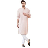 See Designs Full Sleeve Side Slit Pink And Gold Chanderi Silk Sequins Mandarin Collar Kurta With Pyjama - Sdkt243201Xs