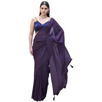 Womanista Womens Two-Way Two-Tone Purple And Blue Colored Jimmychoo Saree With Tassels On Pallu(Ti6984_Purple_Onesize)