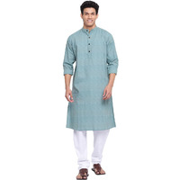 Fabindia Men's Cotton Slim Kurta (102409601_Green