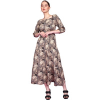 Popwings Polyester Fit And Flare Maxi Women Dress (B0Cgdfvwyx_Black1