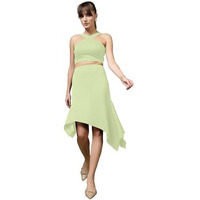 Oomph! Stretchable Lycra Coord Tube Top And A-Line Skirt Set For Women, Green - Coord_Mt949Msk234