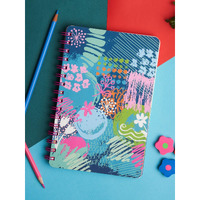 Doodle | The Happiness 2025 Wiro Bound Planner with Sticker Sheets | A5 | Hard Bound | Undated | Yearly, Monthly, Daily Planner Diary with Theme Based Activity Pages, Tear Away Note Cards & Quote Cards I To Do Lists I 216 Ruled Pages I 80 GSM (Impressionist)