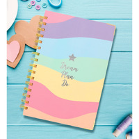 Doodle Undated Daily Planner I A5 I Hard Cover I Wiro Bound I192 Ruled Pages I 80 GSM I Lay Flat Design I Metal Corners I Plan your day, To do List, (Rainbow Plans)