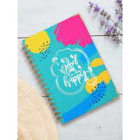 Doodle Undated Daily Planner I Weekly Planner I A5 I Hard Cover I Wiro I192 Ruled Pages I 80 GSM I Lay Flat Design I Metal Corners I Plan your day, To do List- Happy Day - Blue