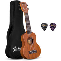Juarez JRZ21UK 21" Soprano Ukulele Kit, AQUILA Strings, Sapele Body, Rosewood Fingerboard, Matte Finish, with Bag and Picks, Natural