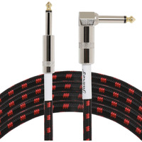 JUAREZ JAG130RD instrument cable electric bass guitar cable right-angled guitar cable professional noise protection 6.3mm 1/4 inch for guitar bass keyboards amps (3m Red)