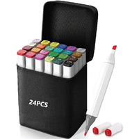 Corslet Alcohol Markers & Color Pens Set | Colour Marker Pen Art Markers Dual Tip Brush & Chisel Alcohol Based Markers for Drawing Sketching Adult Colouring & Illustration (Art Marker 24 Pc)