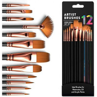 Eclet Craft Painting Brushes Set of 12 Professional Round Pointed Tip Nylon Hair Artist Acrylic Paint Brush for Acrylic/Watercolor/Oil Painting(I)