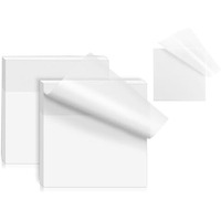 OFIXO Transparent (100 Pcs White Color 3x3 Inch) Self-Adhesive Sticky Notes, OFIXO Clear See Through Post for Planner Office School College Teacher Student Supplies
