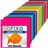 OFIXO 100pcs DIY Square Origami Paper Double Sides Solid Color Folding Paper Multicolor Kids Handmade Scrapbooking Craft Accessories Unruled 15 * 15 Origami Paper (Set of 5, Multicolor)