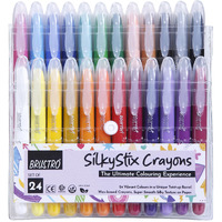 BRUSTRO SilkyStix Crayons - Set of 24 Crayon Set | Vibrant & Playful Colors, Eco-Friendly, Water Soluble,Ideal for Blendable Painting,Graffiti,Coloring, Doodling, Safe for Students, Professional, Kids