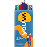 Navneet Youva|Premium 2 In 1 Colour Pencil For Drawing|Sketching|And Painting|Pack Of 12|Multicolor