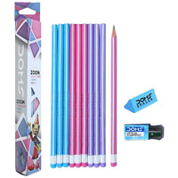 Doms Zoom Ultimate Dark Pencil Box Pack | Triangular Shape For Easy Holding & Comfort | Free Eraser & Sharpner With Each Box | Dark & Neat Handwriting | Pack Of 30 Pencils, Black, Black