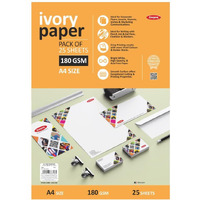 Anupam Ivory Paper - Acid Free - 25 Loose Sheets - 180 Gsm - A4 - Art,Craft, Painting And Project Work