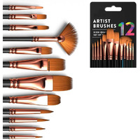 Eclet Craft Painting Brushes Set Of 12 Professional Round Pointed Tip Nylon Hair Artist Acrylic Paint Brush For Acrylic/Watercolor/Oil Painting(C)