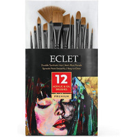 Eclet Craft Painting Brushes Set Of 12 Professional Round Pointed Tip Nylon Hair Artist Acrylic Paint Brush For Acrylic/Watercolor/Oil Painting(D)