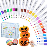 Corslet 24 Colours Acrylic Paint Marker Art Acrylic Marker Acrylic Markers Set Fine Tip Diy Supplies For Glass Diy Photo Albums Marker Paint Pens For Painting Brush Pen Sketch Colour Shades