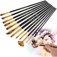 Eclet Craft Painting Brushes Set Of 12 Professional Round Pointed Tip Nylon Hair Artist Acrylic Paint Brush For Acrylic/Watercolor/Oil Painting(K)