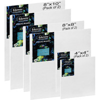 Eduway Canvas Board For Painting- (4"X4", 8"X8", 8"X10") 2 Pcs Each | Premium Quality 7Oz Pre-Primed Cotton Canvas Board For Artists & Beginners | Ideal For Acrylic, Oil, Gouache, Pastels Colors ( Pack Of 6) (10X10,20X20, 20X25 Cms).