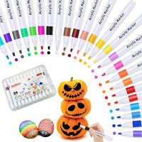 Corslet 24 Pcs Acrylic Markers Set Acrylic Paint Markers Acrylic Pens For Painting Diy Crafts Making Art Supplies, Multicolor Fine Tip For Rock Wood Canvas Glass Ceramic Plastic Metal Stone Painting