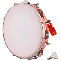 Uapan Dafli Musical Instrument Dafli/Tambourine 10 Inch Hand Percussion Musical Instrument (Orange Tambourine)