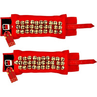 Uapan 3 Line Ankle Bells Velvet Pad For Classical Bharatanatyam Kathak Dance With Adjustable Strap (Velvet Belt With Velcaro)