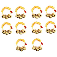 Uapan Ghungroo Kadi Fingers For Puja Aarti Hand Finger Clapping Ring Cymbals Pooja Bhajan Set Pair Musical Instrument Finger Cymbol (Yellow, Pack Of 5 Pair)